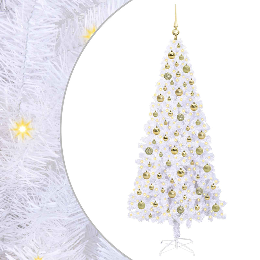 Kunstkerstboom met 300 LED Wit 180 cm PVC en staal