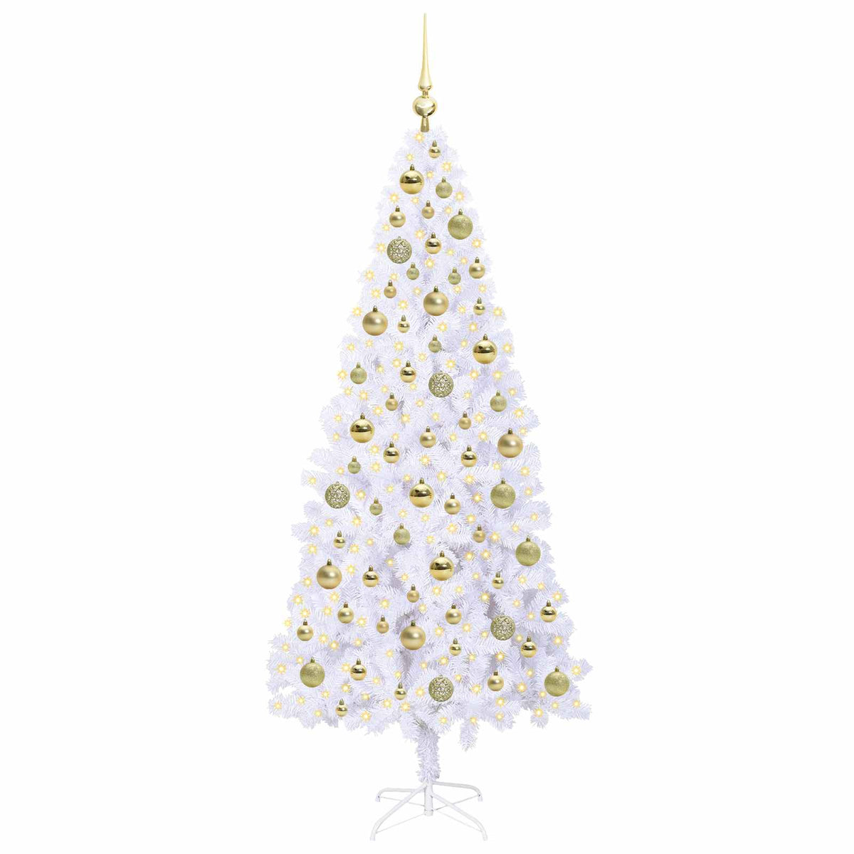 Kunstkerstboom met 300 LED Wit 180 cm PVC en staal