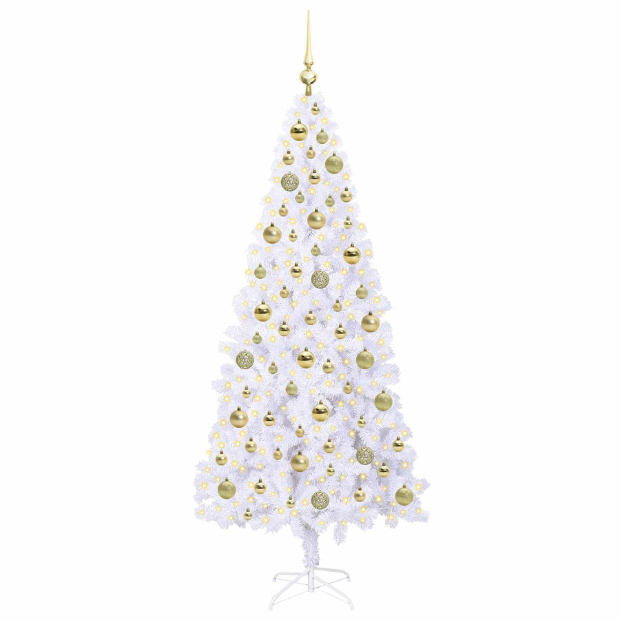 Kunstkerstboom met 300 LED Wit 180 cm PVC en staal