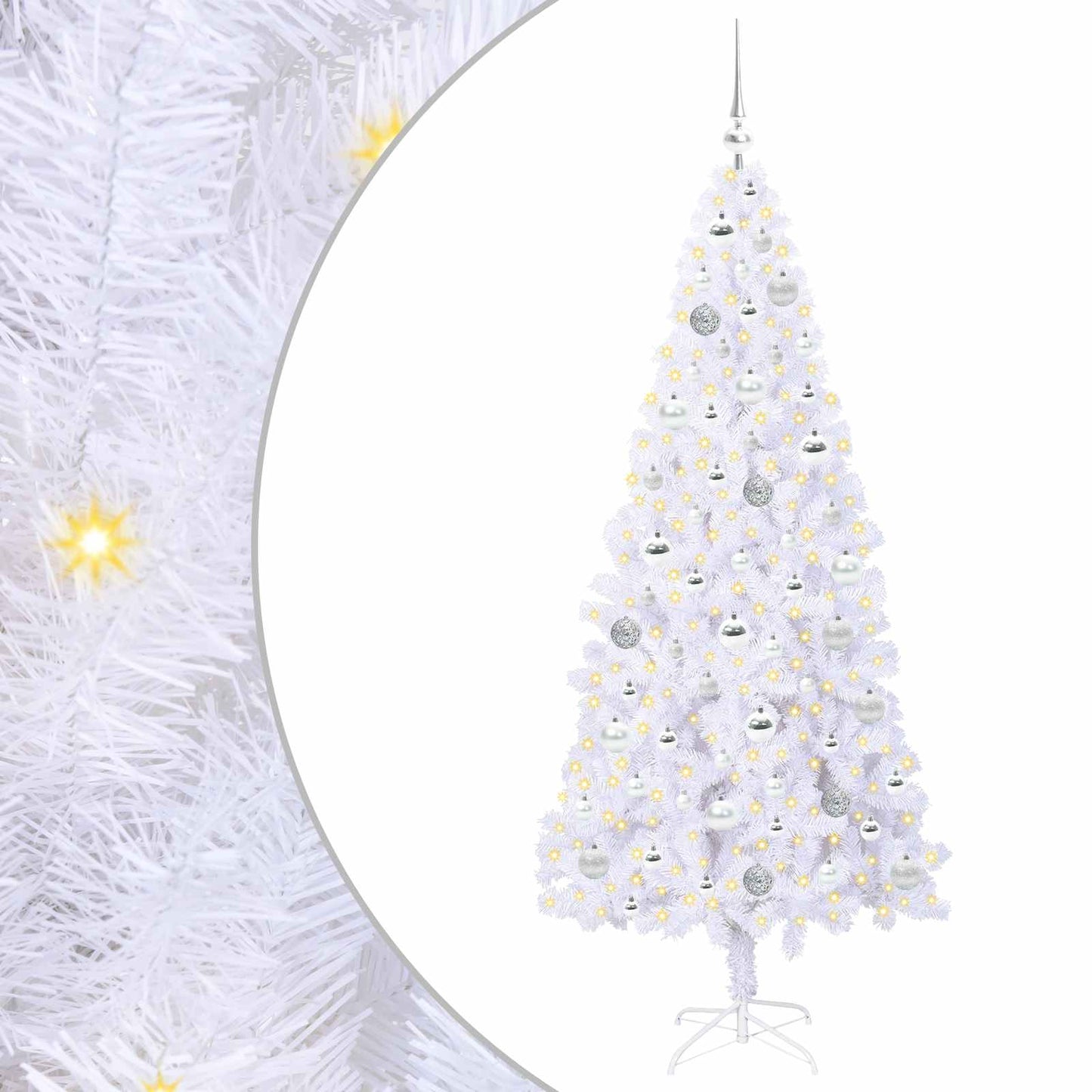 Kunstkerstboom met 300 LED Wit 180 cm PVC en staal
