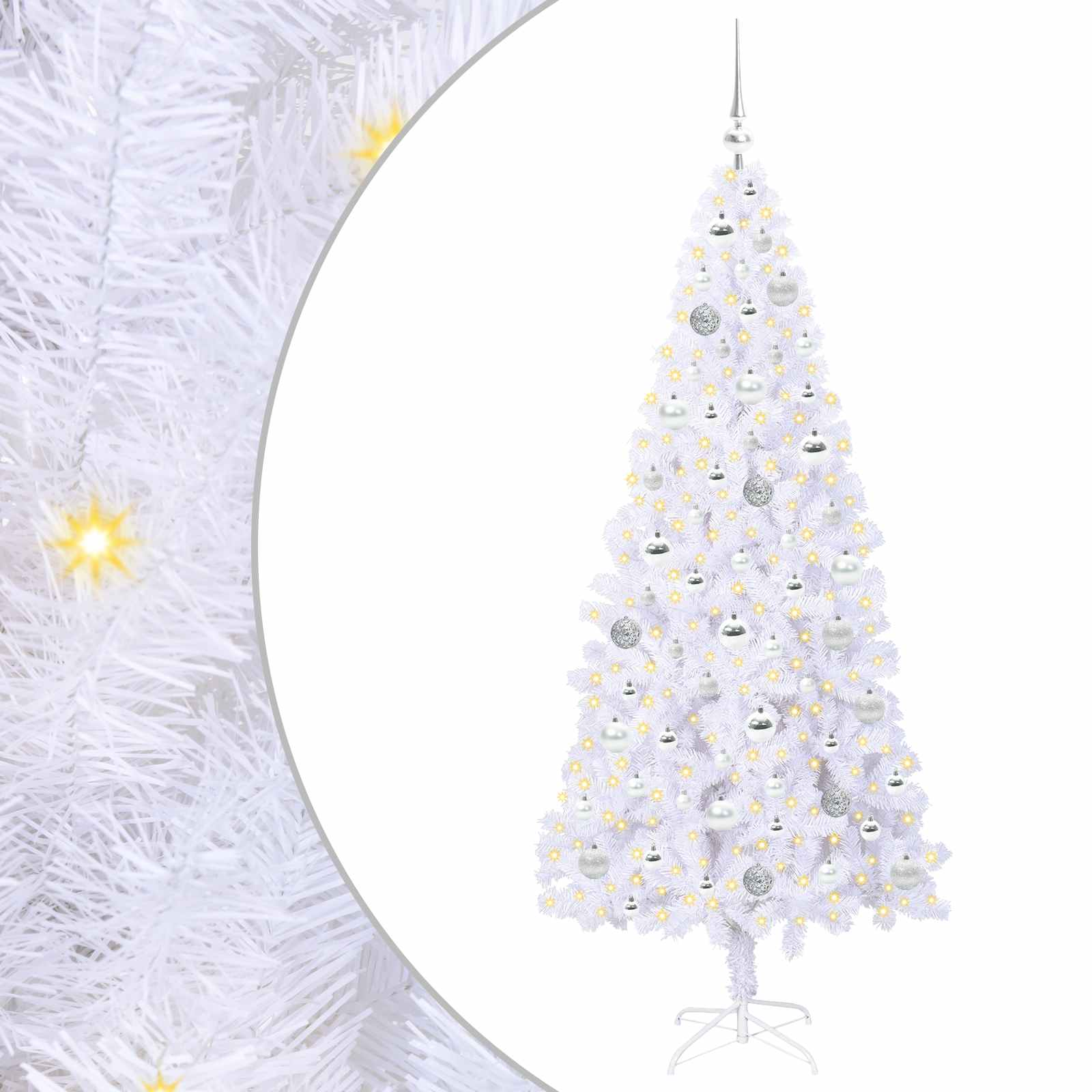 Kunstkerstboom met 300 LED Wit 180 cm PVC en staal