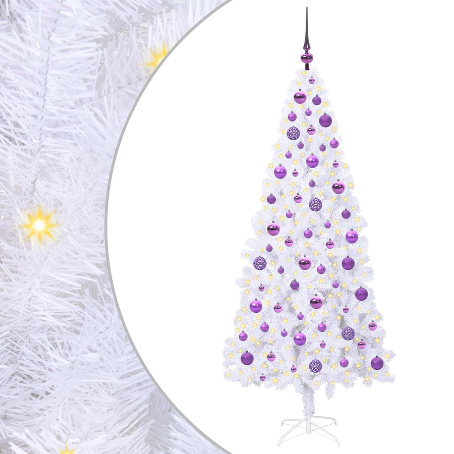 Kunstkerstboom met 300 LED Wit 180 cm PVC en staal