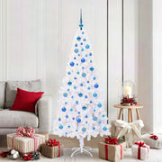 Kunstkerstboom 180 cm wit met 300 LED blauw