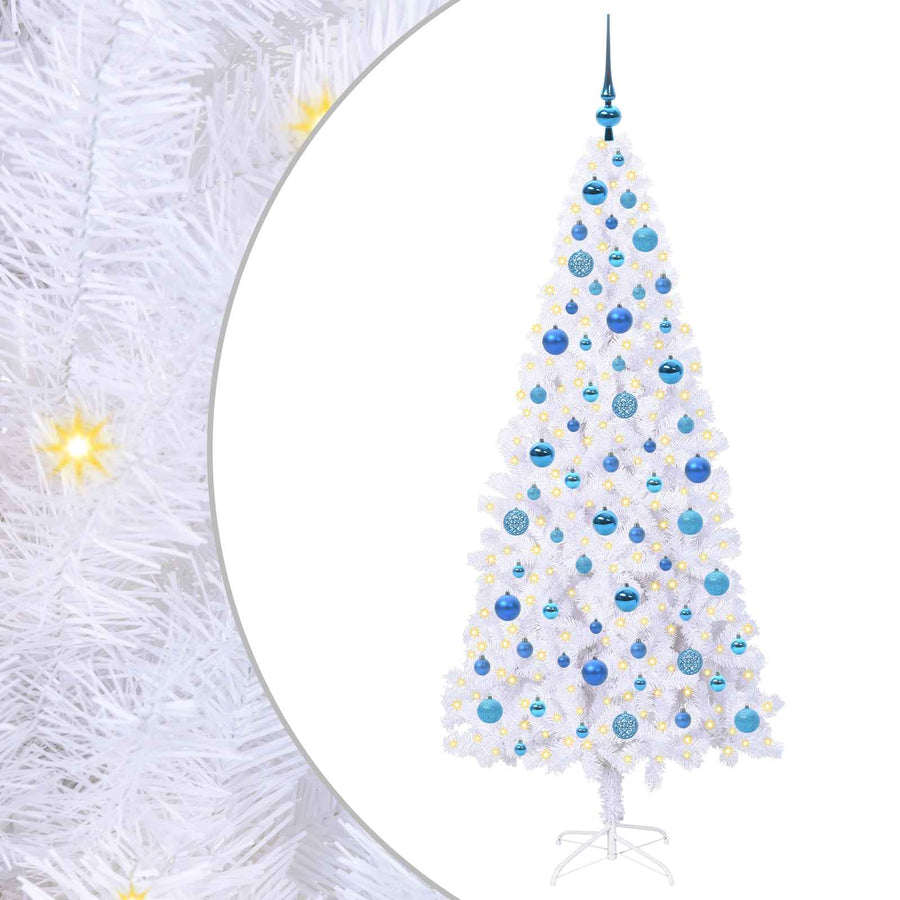 Kunstkerstboom met 300 LED Wit 180 cm PVC en staal