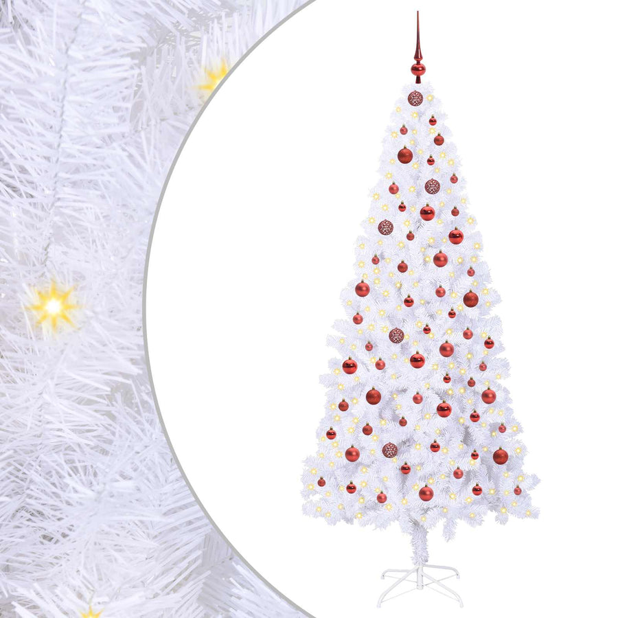 Kunstkerstboom met 300 LED Wit 210 cm PVC en staal