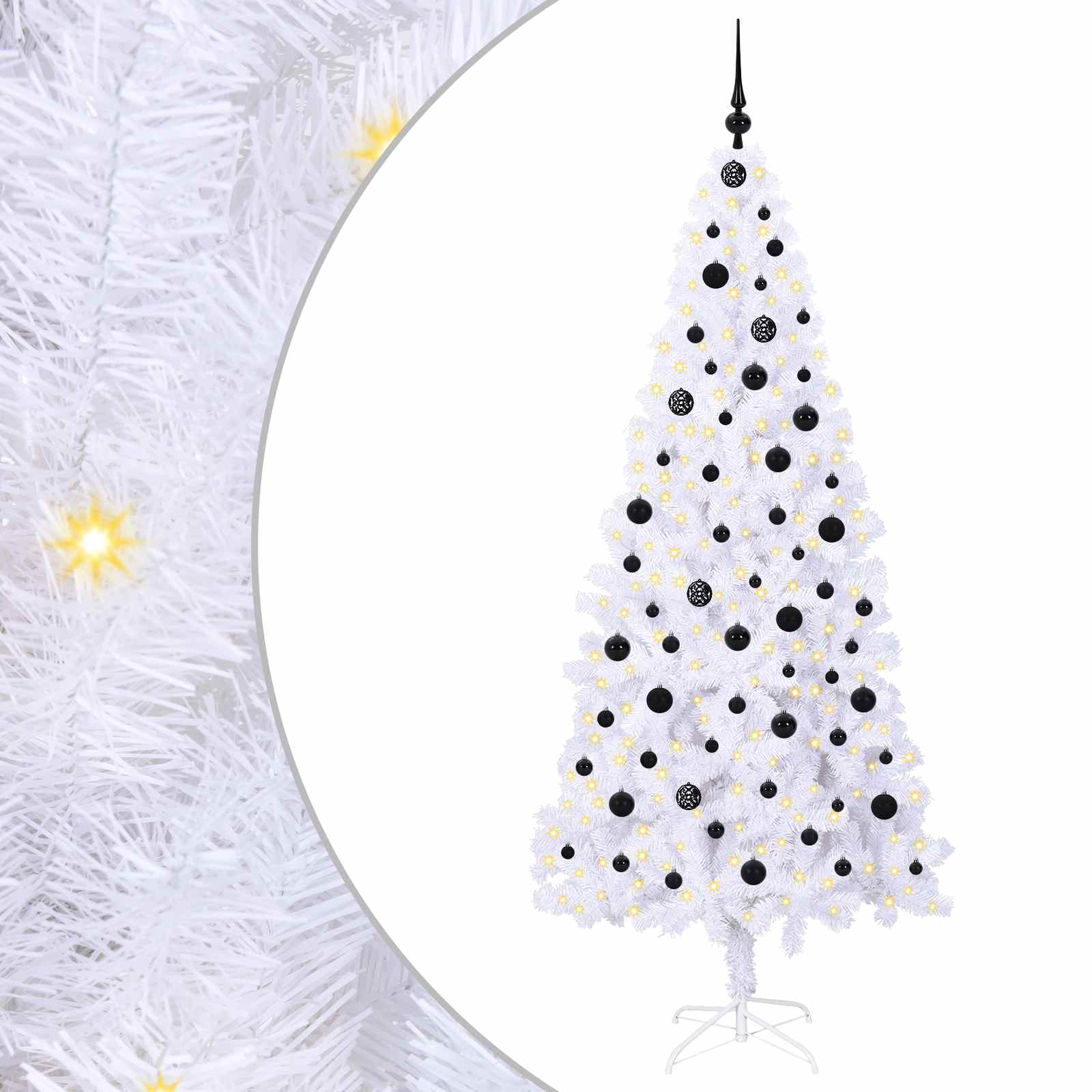 Kunstkerstboom met 300 LED Wit 210 cm PVC en staal