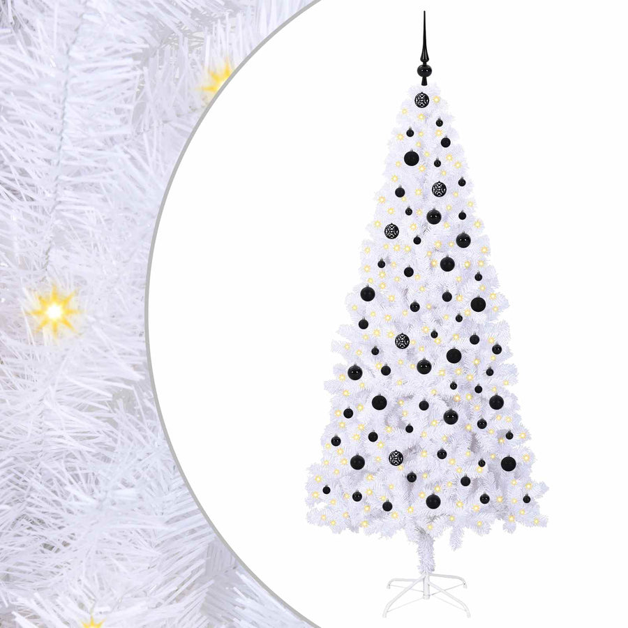 Kunstkerstboom met 300 LED Wit 210 cm PVC en staal