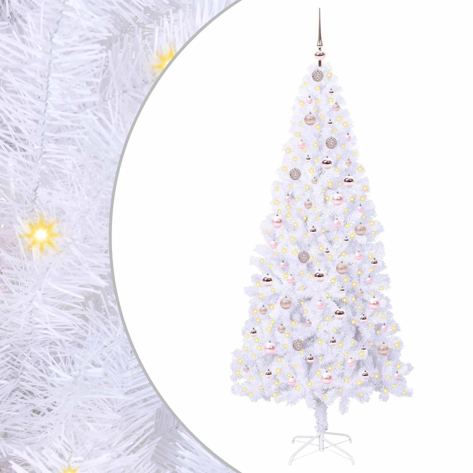 Kunstkerstboom met 300 LED Wit 210 cm PVC en staal