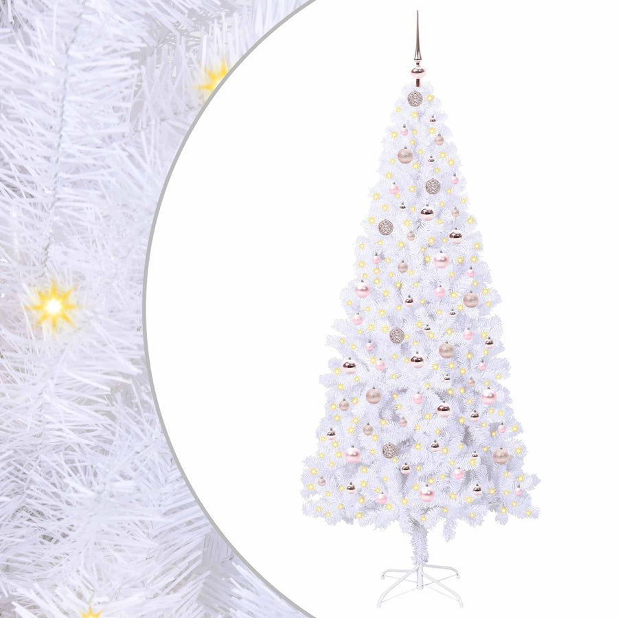 Kunstkerstboom met 300 LED Wit 210 cm PVC en staal