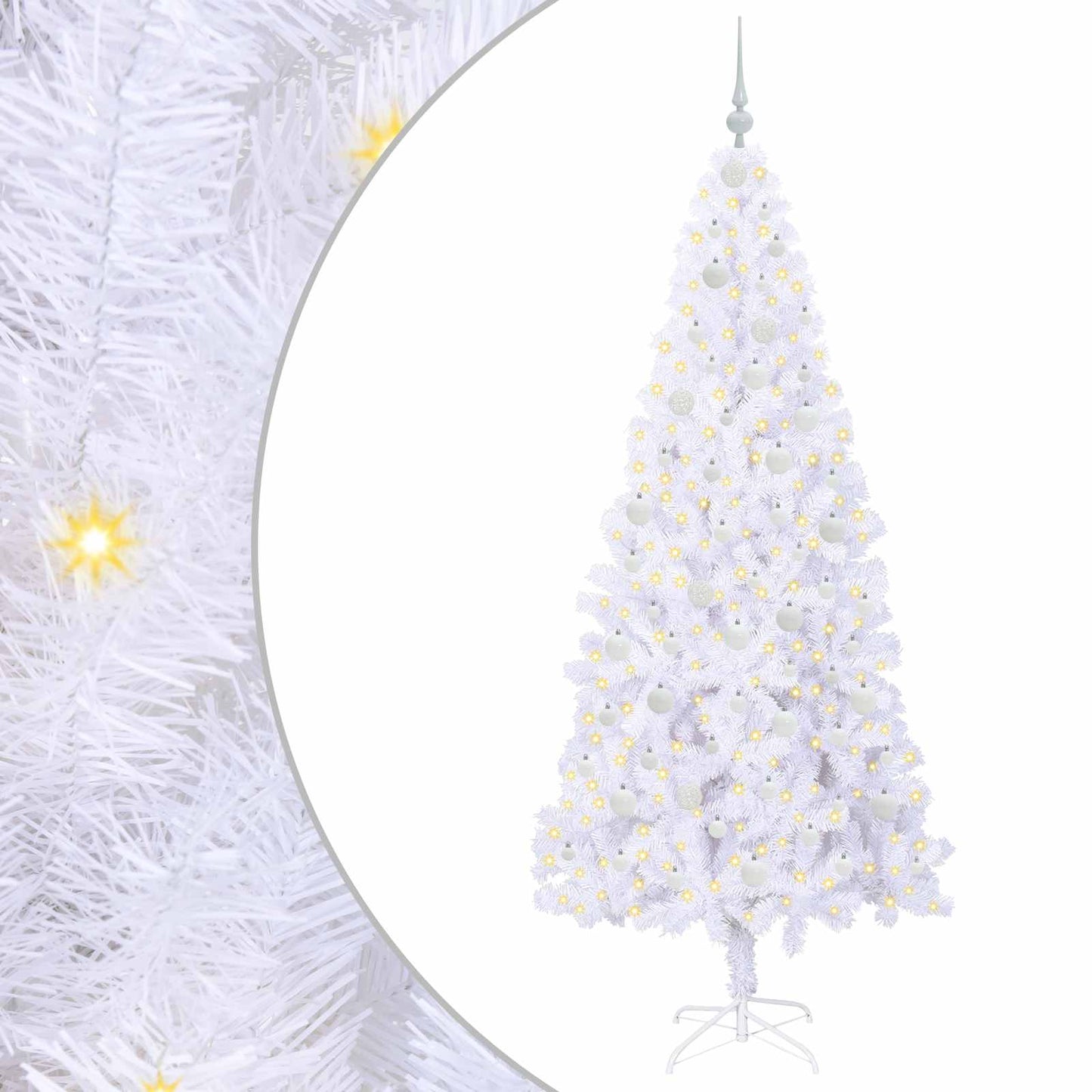 Kunstkerstboom met 300 LED Wit 210 cm PVC en staal