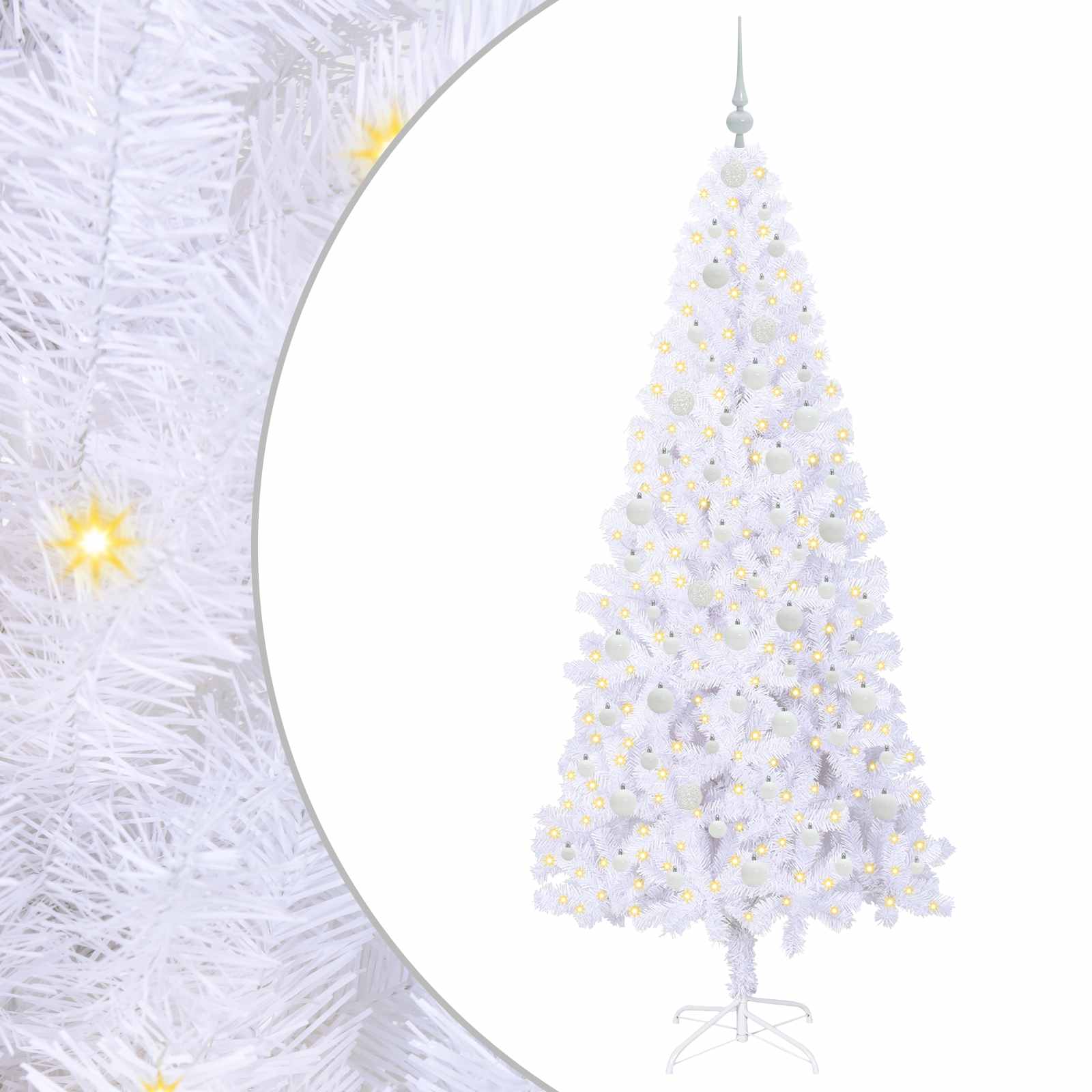 Kunstkerstboom met 300 LED Wit 210 cm PVC en staal