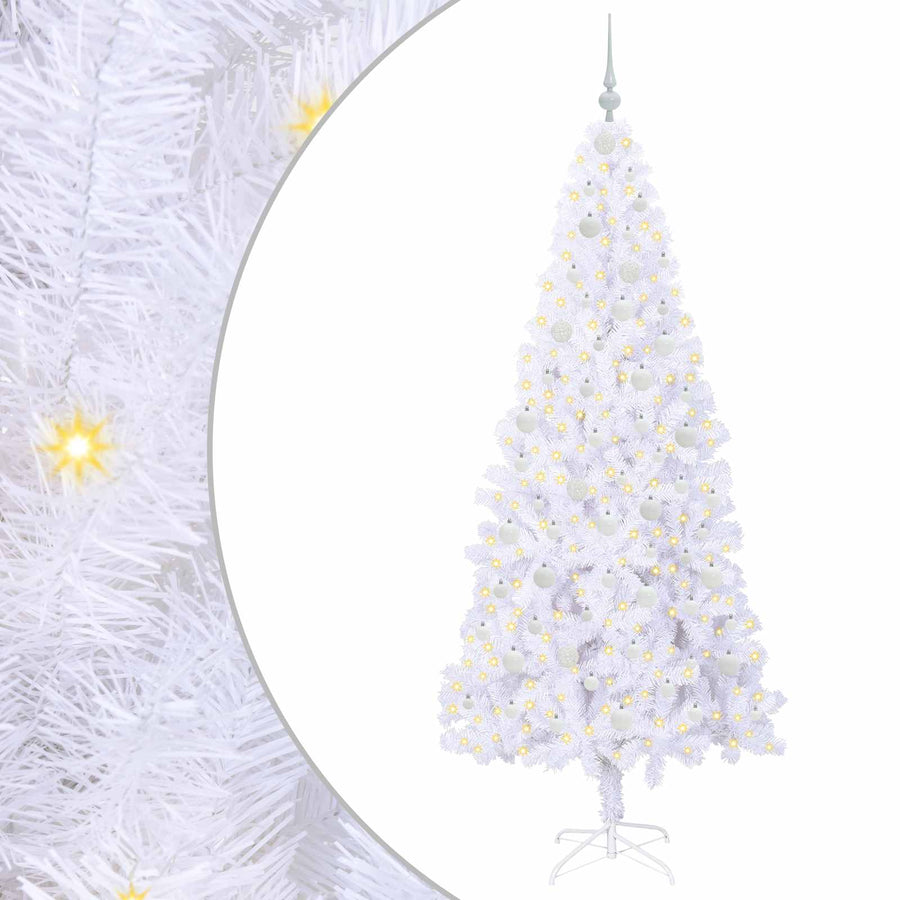 Kunstkerstboom met 300 LED Wit 210 cm PVC en staal
