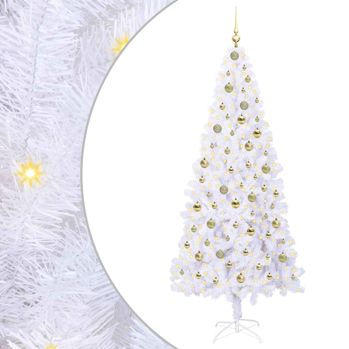 Kunstkerstboom met 300 LED Wit 210 cm PVC en staal