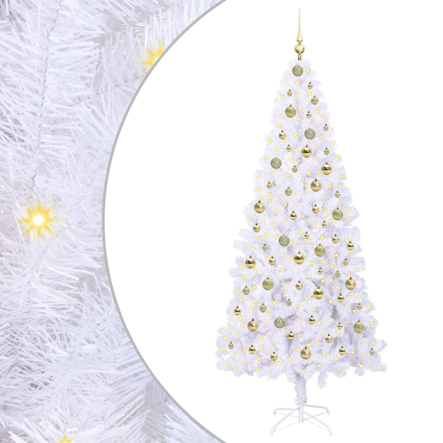 Kunstkerstboom met 300 LED Wit 210 cm PVC en staal