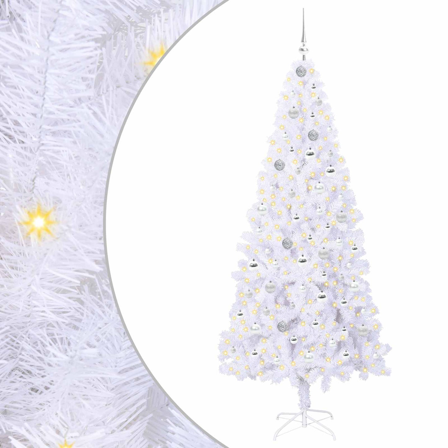 Kunstkerstboom met 300 LED Wit 210 cm PVC en staal