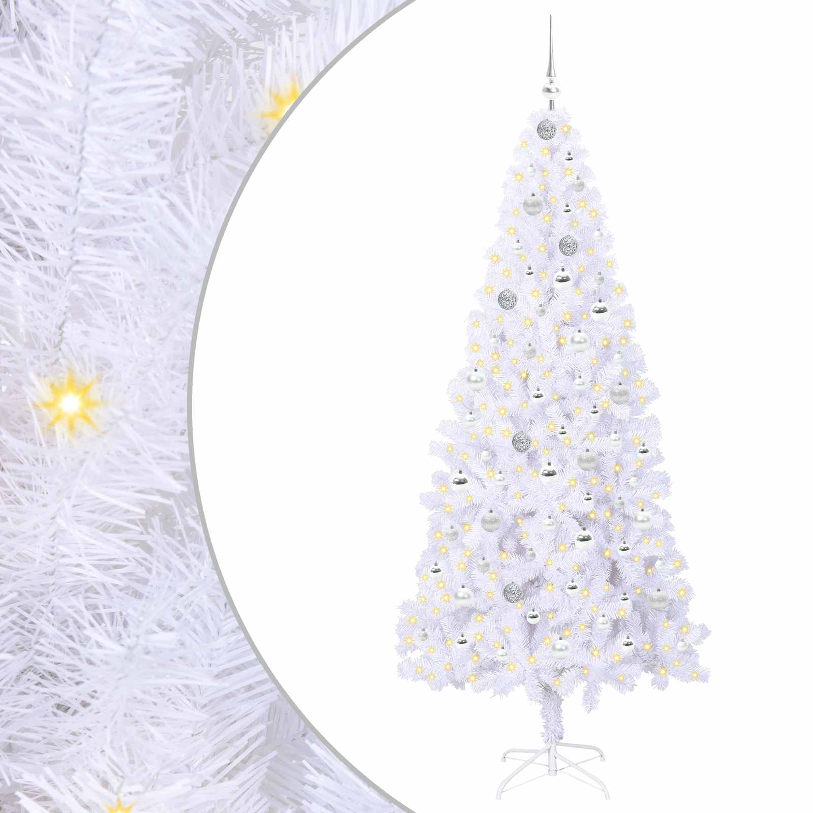 Kunstkerstboom met 300 LED Wit 210 cm PVC en staal