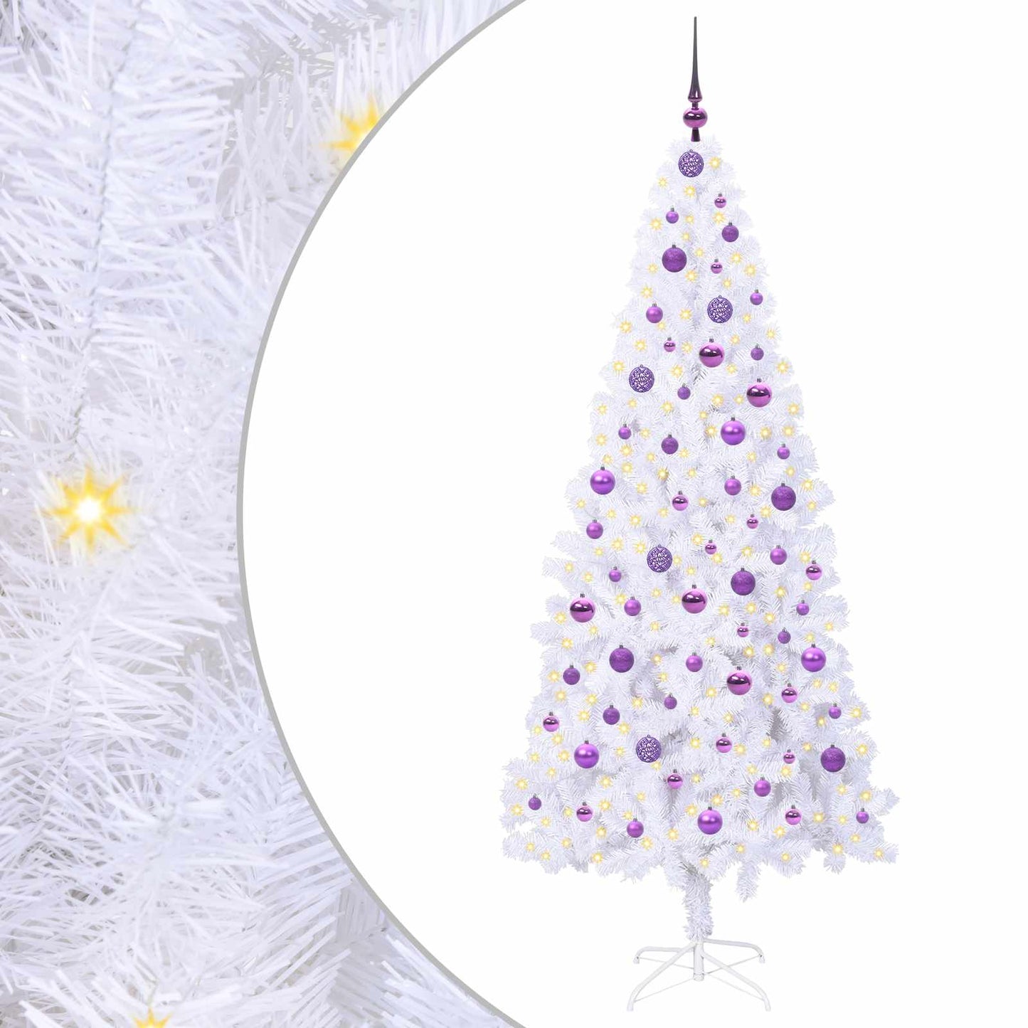 Kunstkerstboom met 300 LED Wit 210 cm PVC en staal