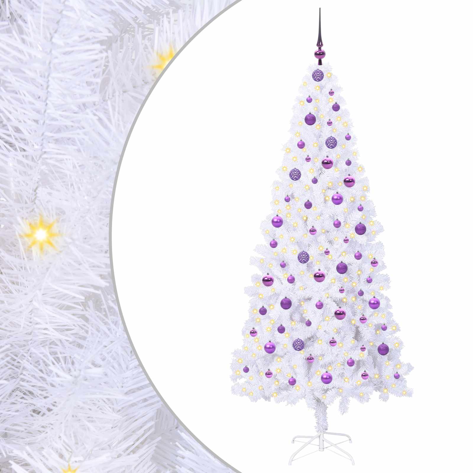 Kunstkerstboom met 300 LED Wit 210 cm PVC en staal
