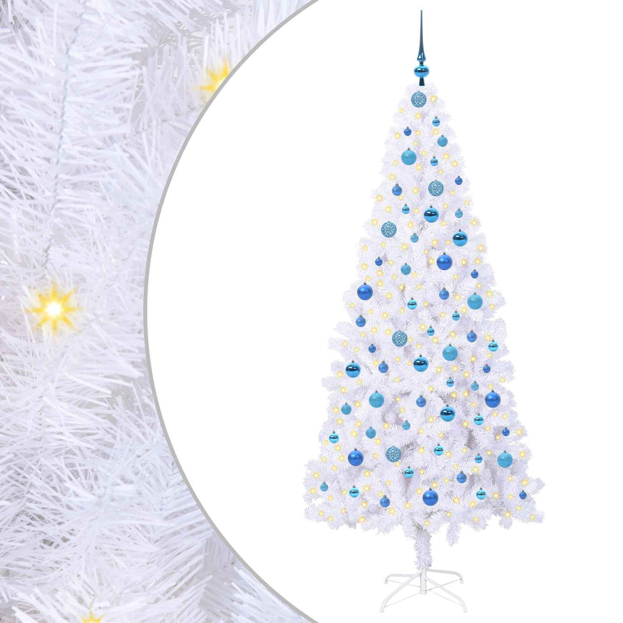 Kunstkerstboom met 300 LED Wit 210 cm PVC en staal