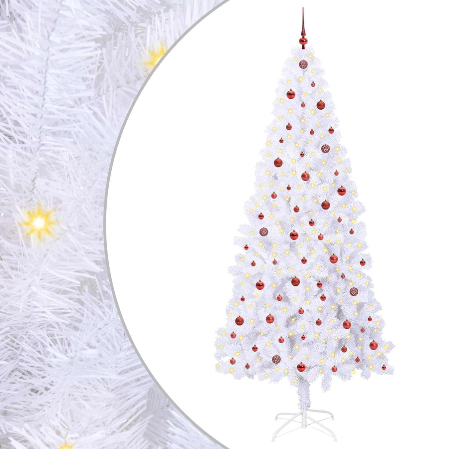 Kunstkerstboom met 300 LED Wit 240 cm PVC en staal