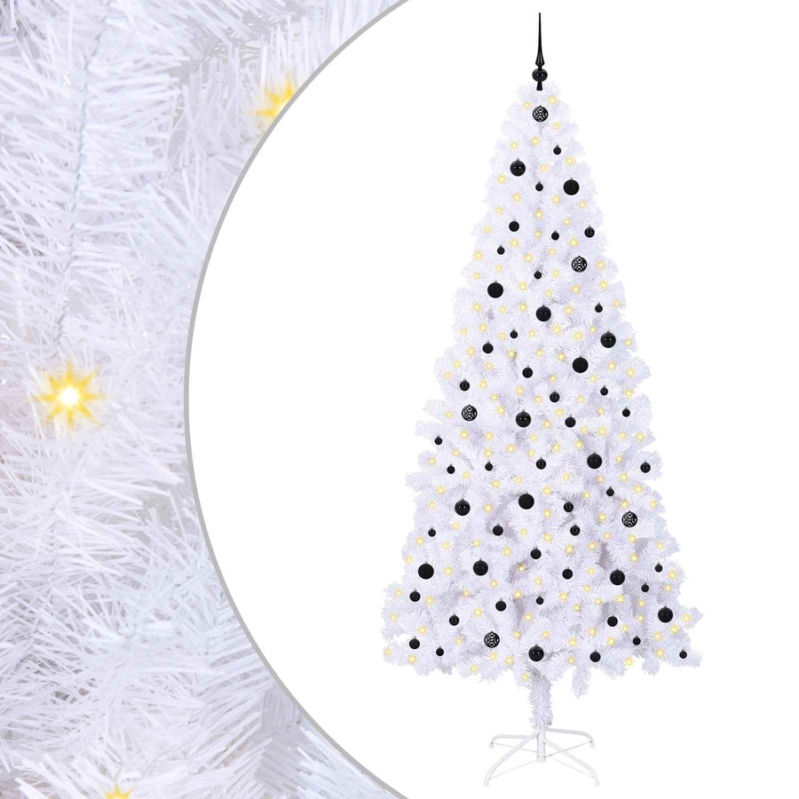 Kunstkerstboom met 300 LED Wit 240 cm PVC en staal