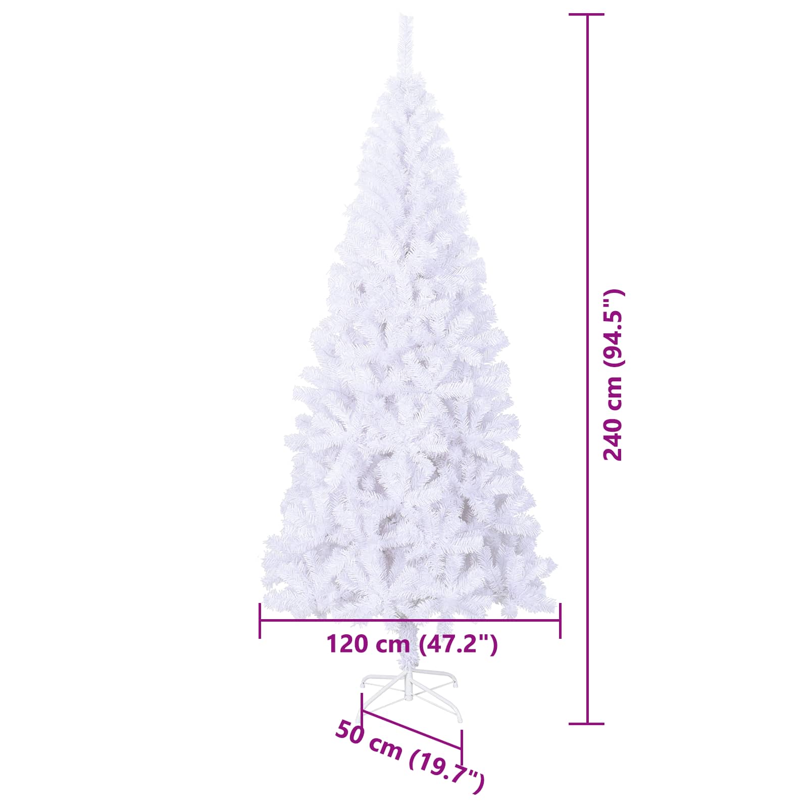 Kunstkerstboom met 300 LED Wit 240 cm PVC en staal