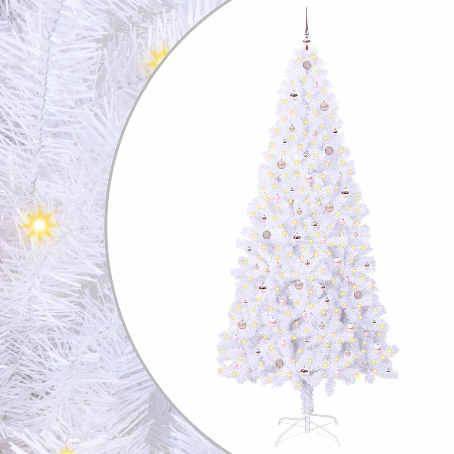 Kunstkerstboom met 300 LED Wit 240 cm PVC en staal