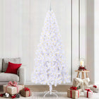 Artificial Christmas Tree with 300 White LED Lights 240 cm PVC and Steel