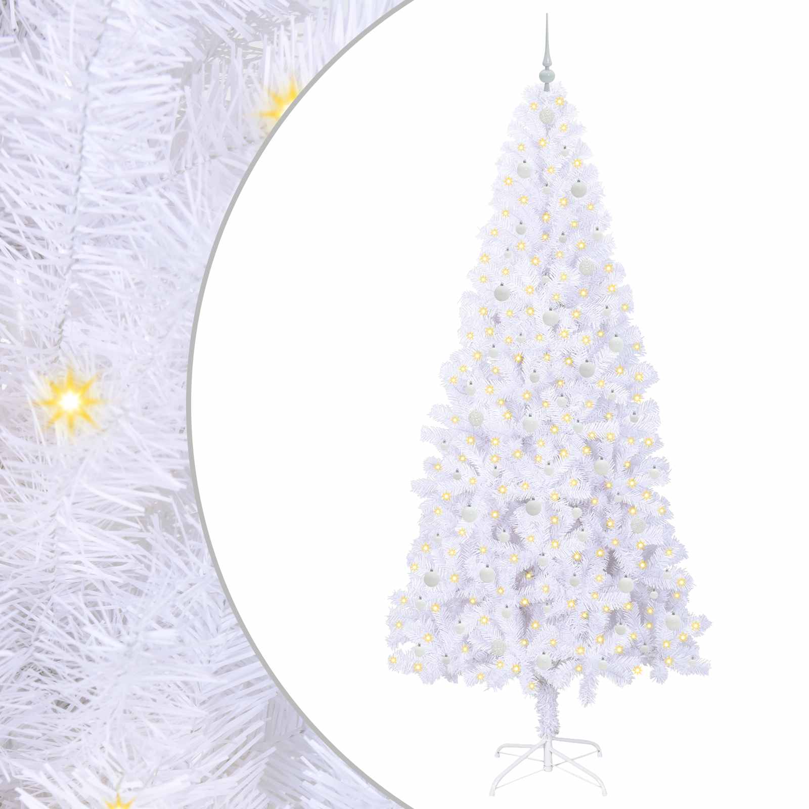 Kunstkerstboom met 300 LED Wit 240 cm PVC en staal
