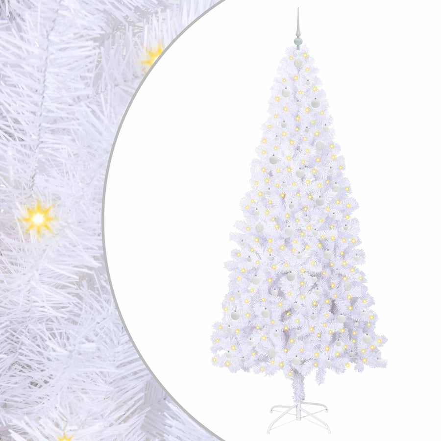 Kunstkerstboom met 300 LED Wit 240 cm PVC en staal