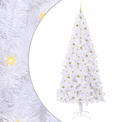 Kunstkerstboom met 300 LED Wit 240 cm PVC en staal