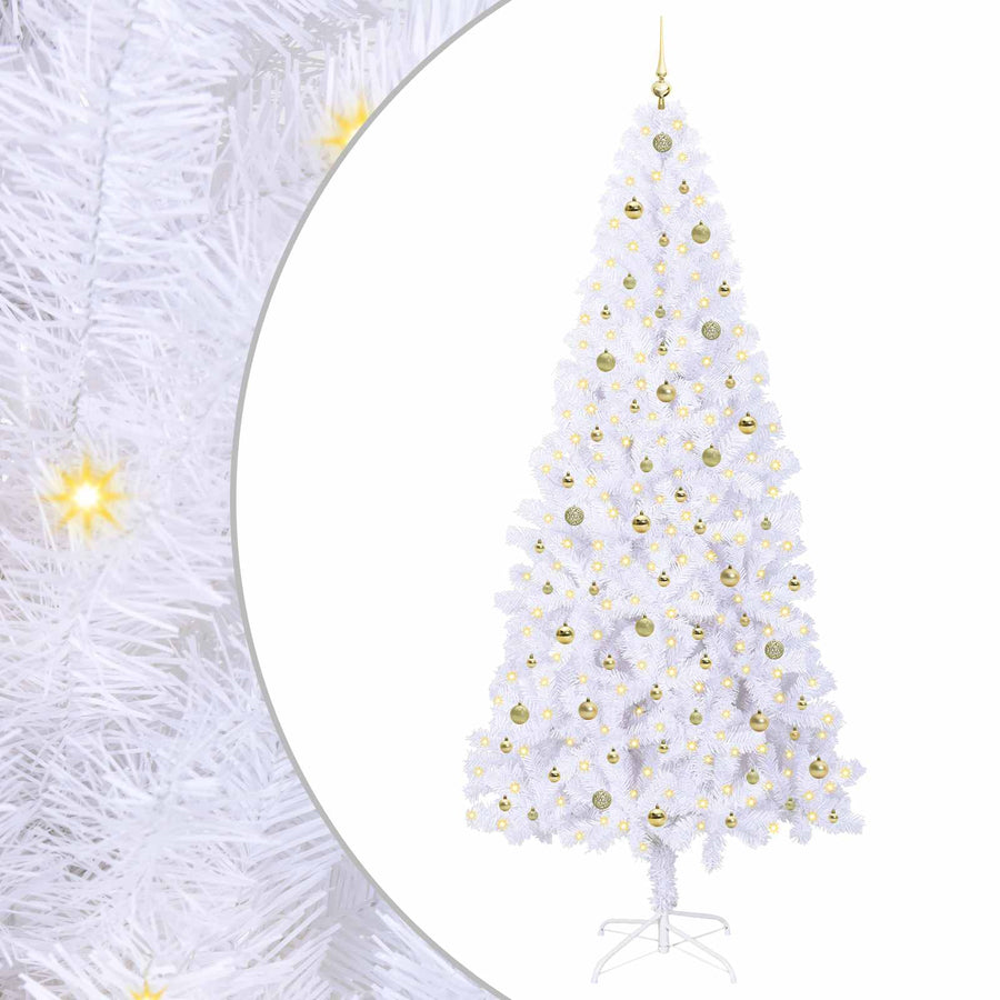 Kunstkerstboom met 300 LED Wit 240 cm PVC en staal