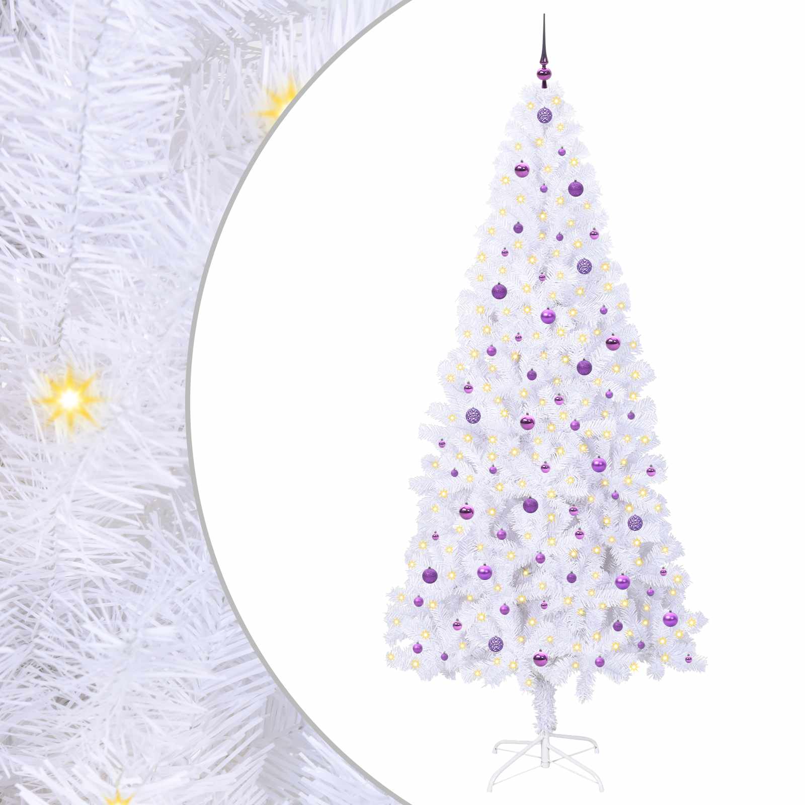 Kunstkerstboom met 300 LED Wit 240 cm PVC en staal