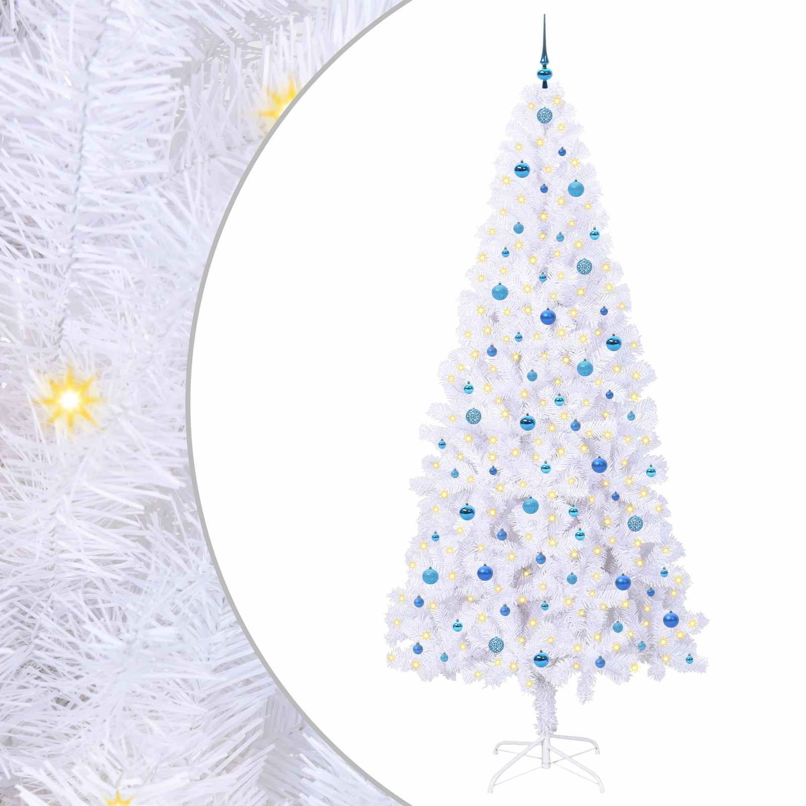 Kunstkerstboom met 300 LED Wit 240 cm PVC en staal