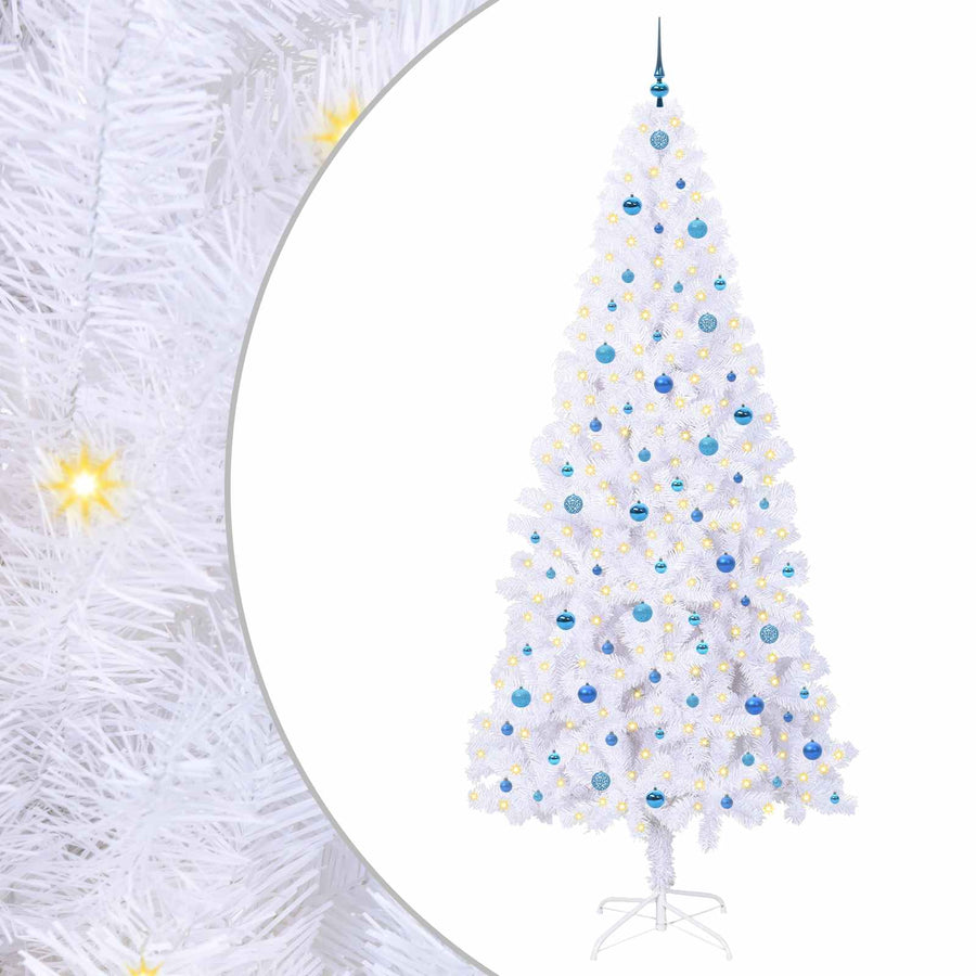 Kunstkerstboom met 300 LED Wit 240 cm PVC en staal