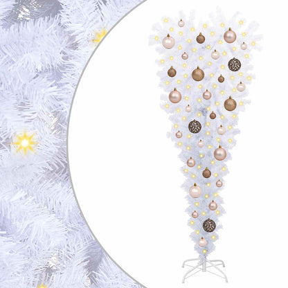 Kunstkerstboom Met 150 Led Wit Pvc En Staal rozé en goudkleurig