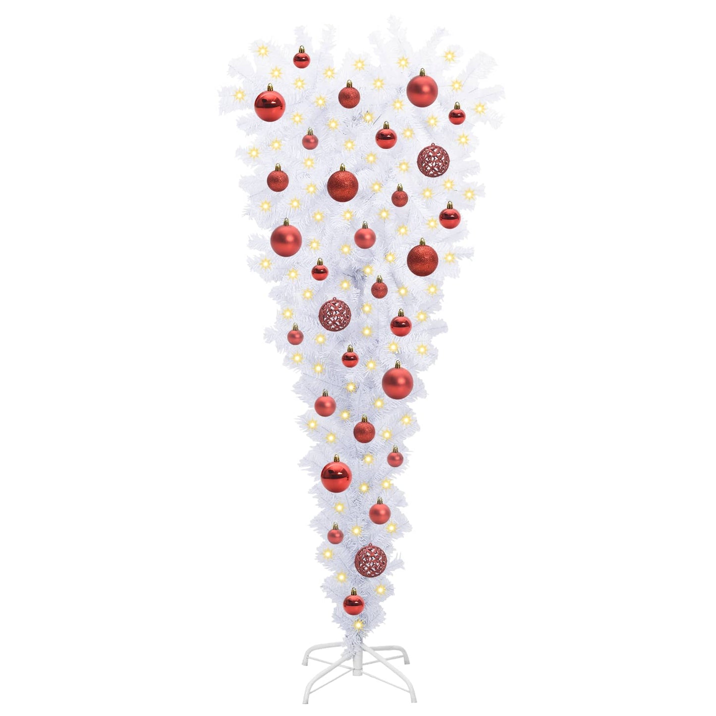 Kunstkerstboom Met 150 Led Wit Pvc En Staal Rood