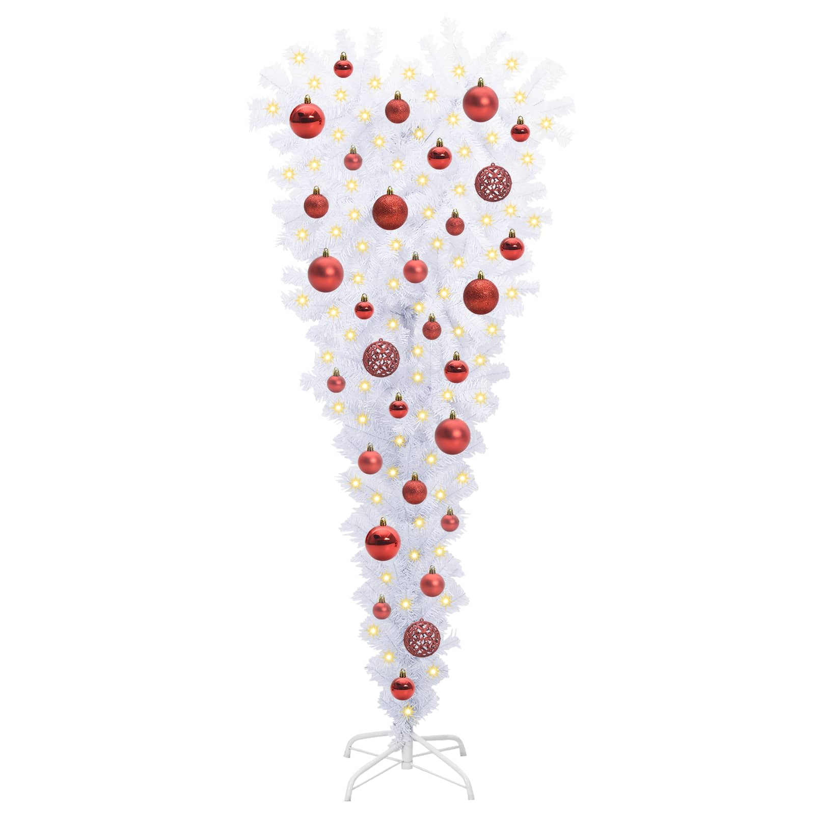 Kunstkerstboom Met 150 Led Wit Pvc En Staal Rood