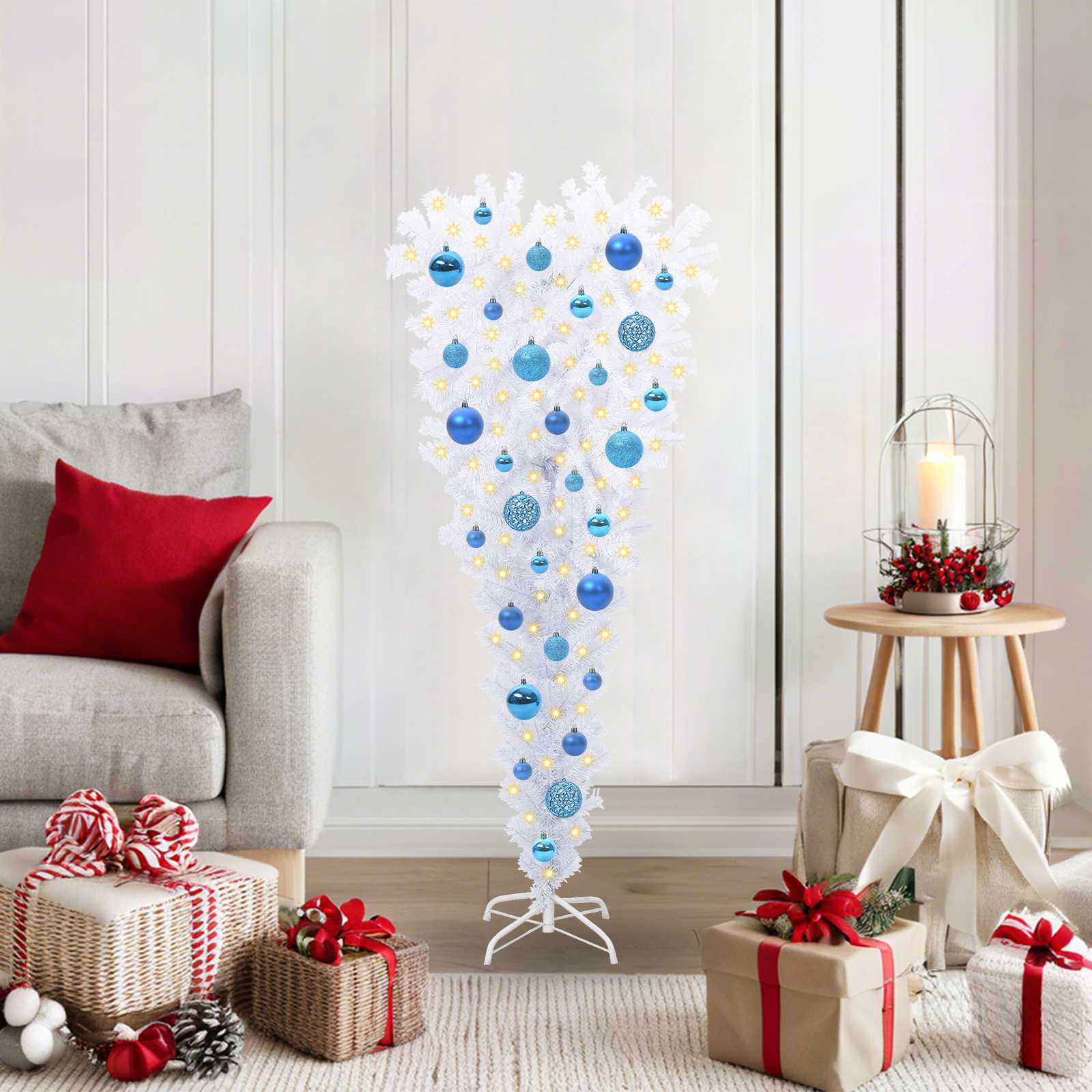 Kunstkerstboom met 150 LED Wit 120 cm PVC en Staal