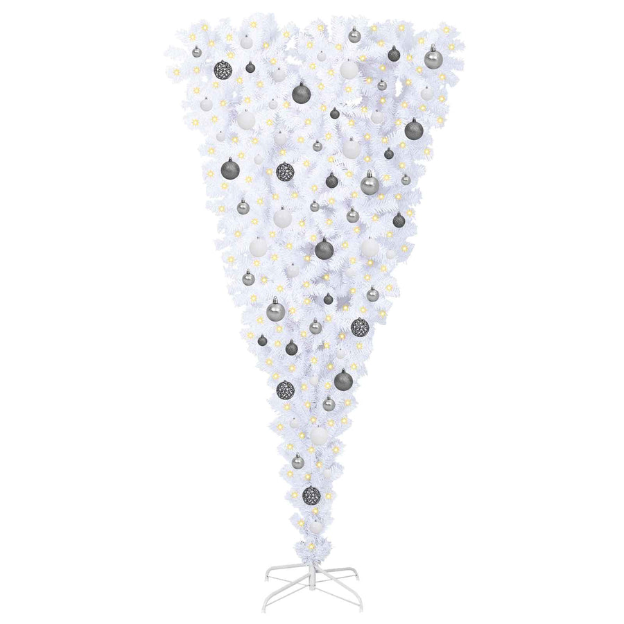 Kunstkerstboom met 300 LED Wit 180 cm PVC en Staal