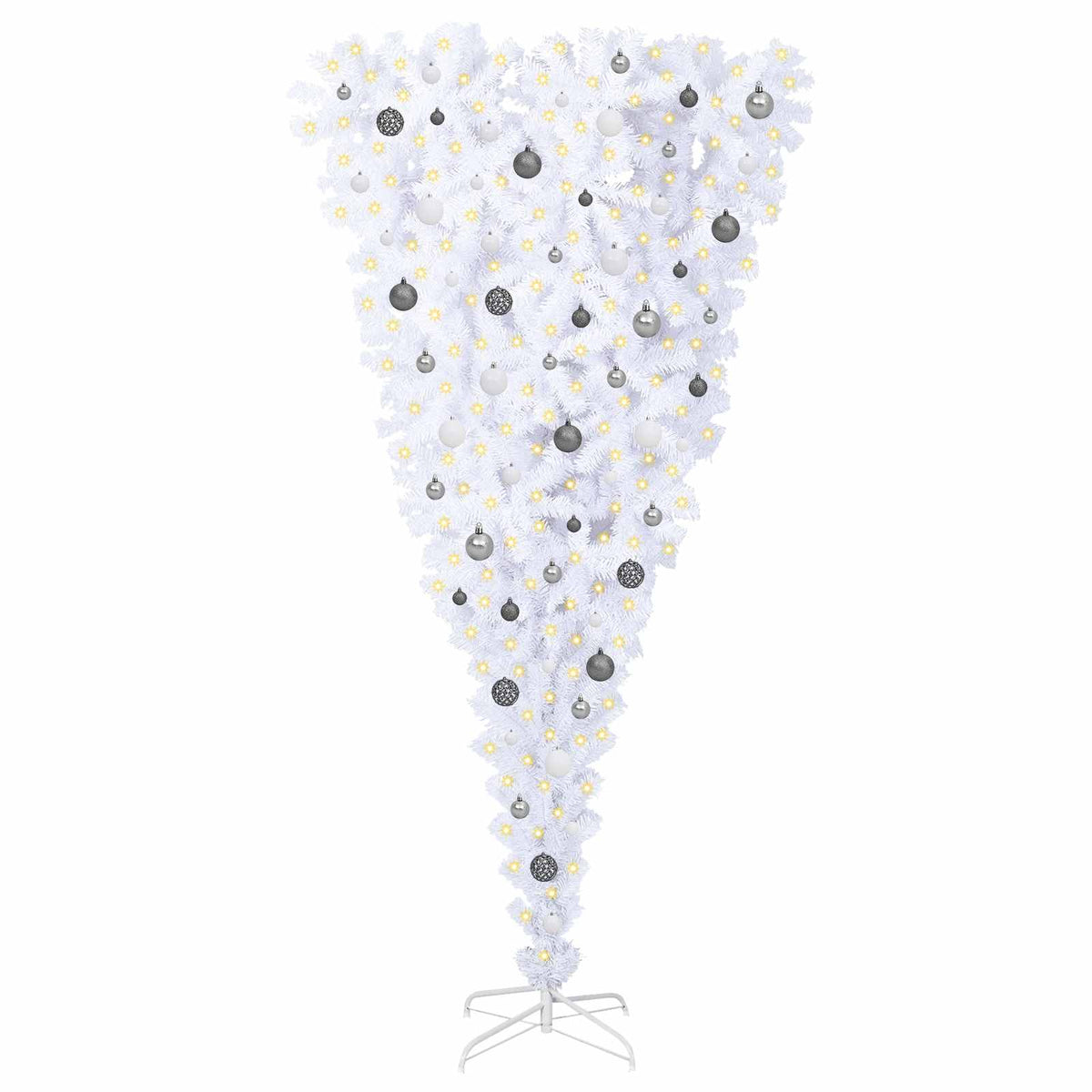 Kunstkerstboom met 300 LED Wit 210 cm PVC en Staal