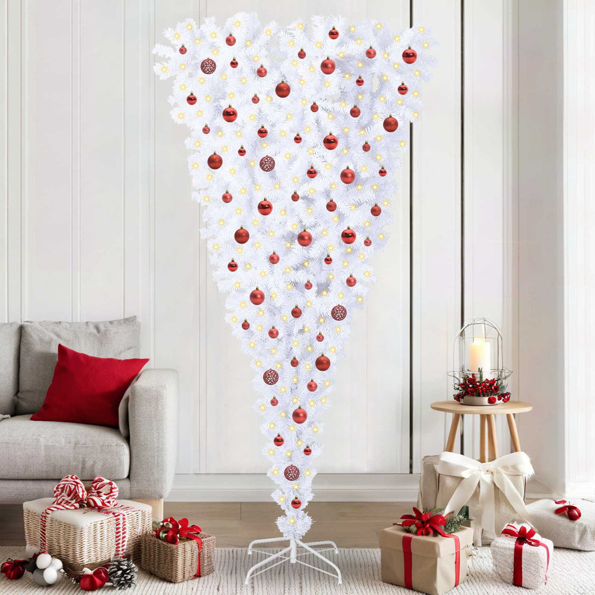 Kunstkerstboom met 300 LED Wit 210 cm PVC en Staal