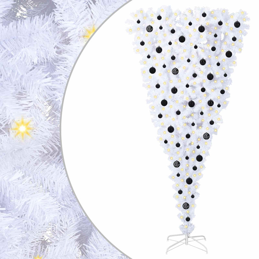Kunstkerstboom met 300 LED Wit 210 cm PVC en Staal