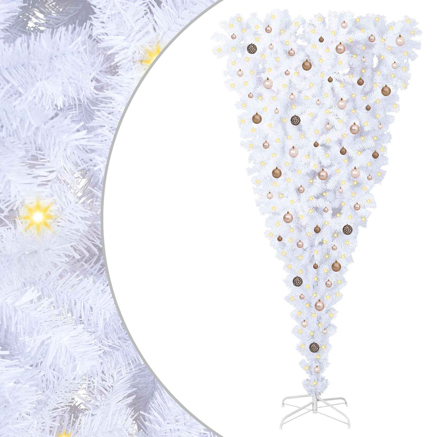 Kunstkerstboom met 300 LED Wit 240 cm PVC en Staal