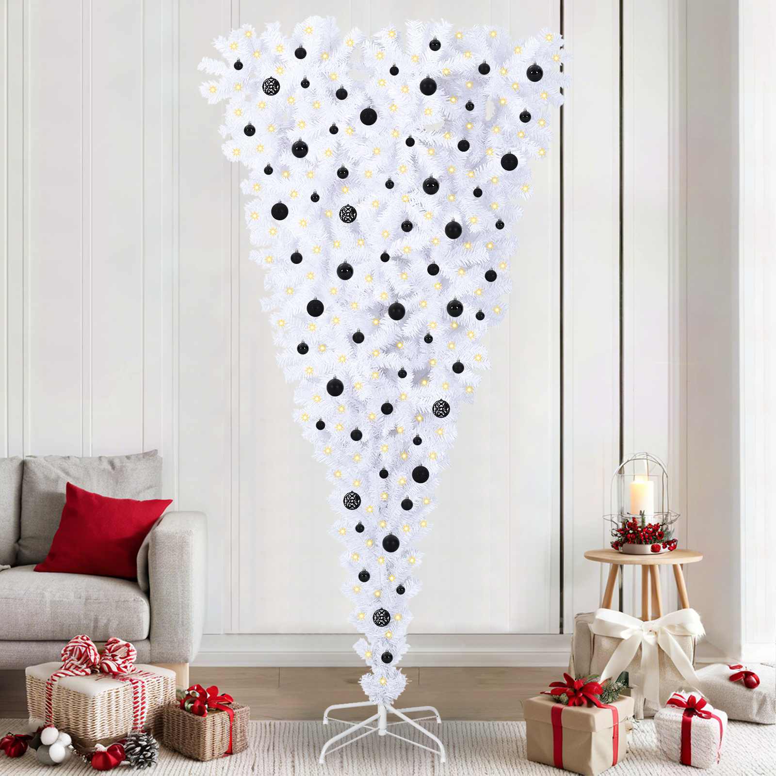 Kunstkerstboom met 300 LED Wit 240 cm PVC en Staal
