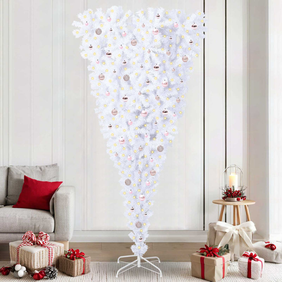 Kunstkerstboom met 300 LED Wit 240 cm PVC en Staal