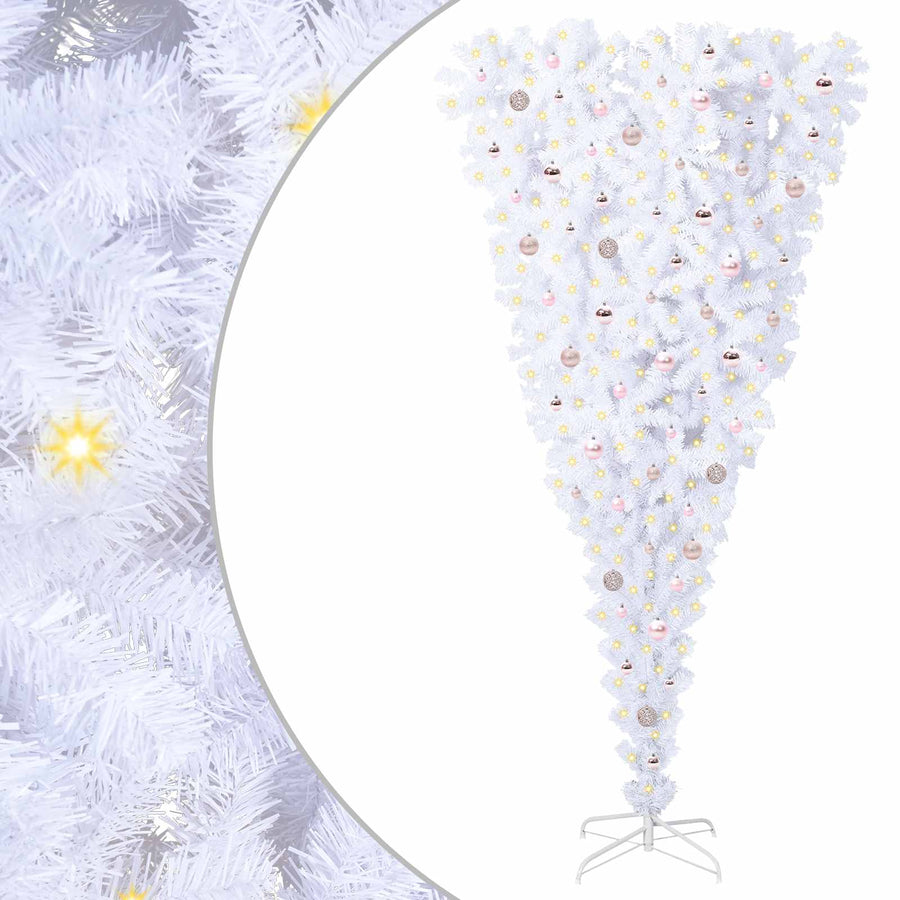 Kunstkerstboom met 300 LED Wit 240 cm PVC en Staal