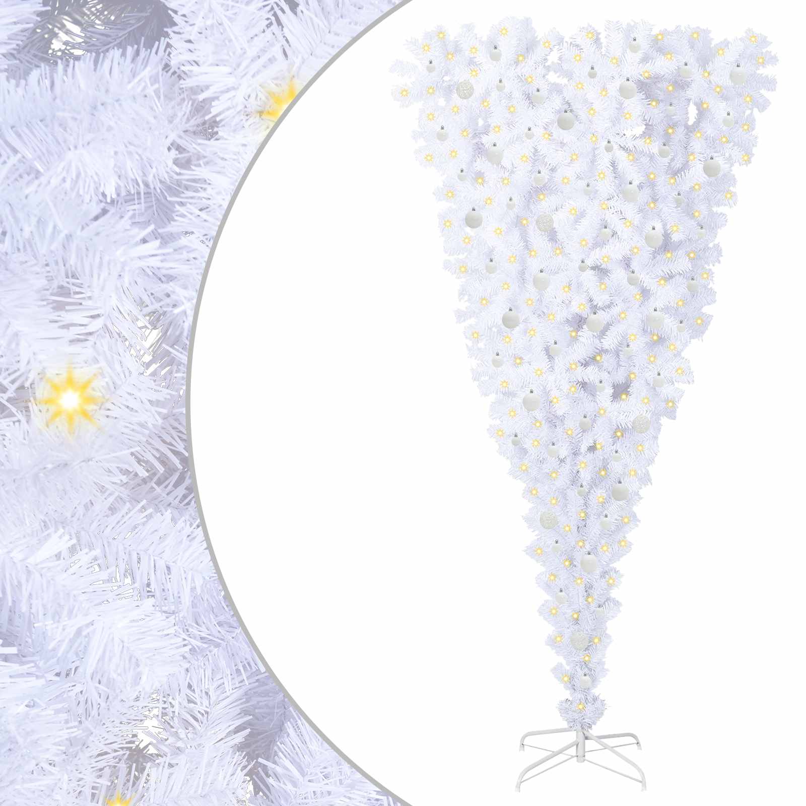 Kunstkerstboom met 300 LED Wit 240 cm PVC en Staal