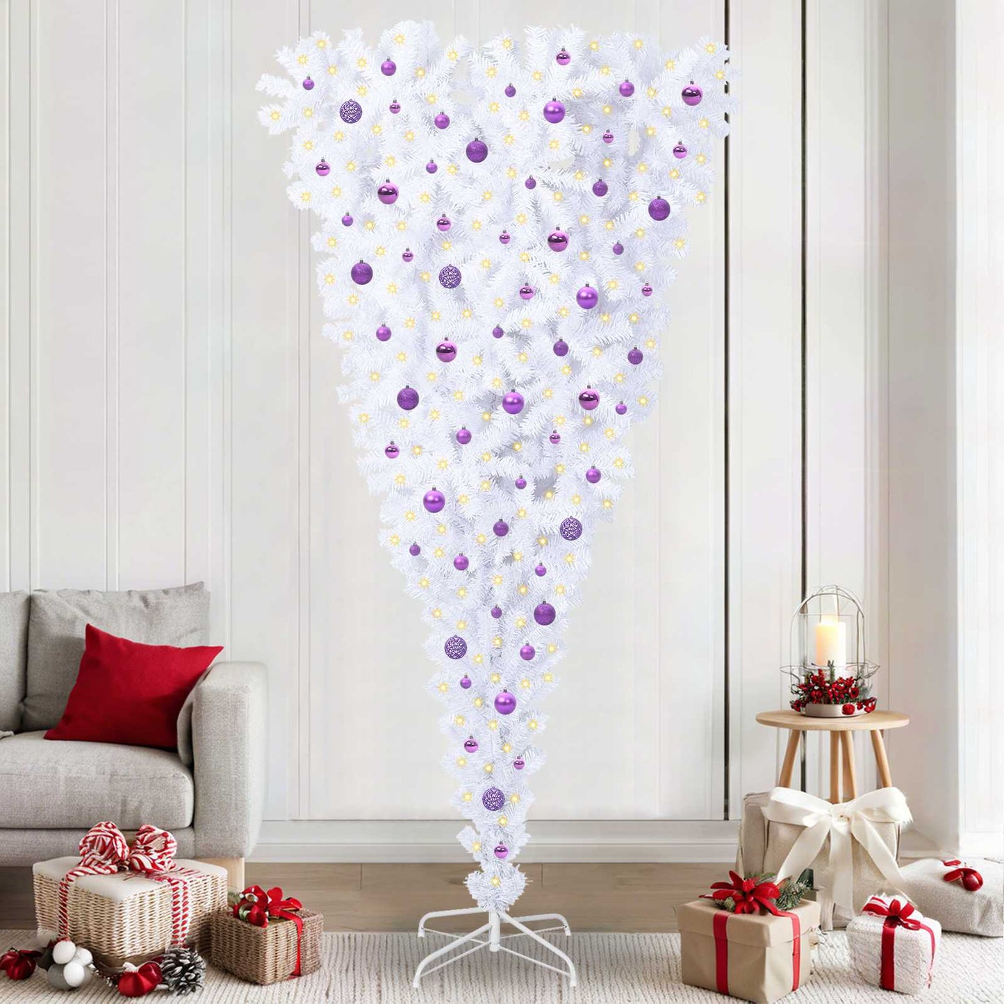 Kunstkerstboom met 300 LED Wit 240 cm PVC en Staal