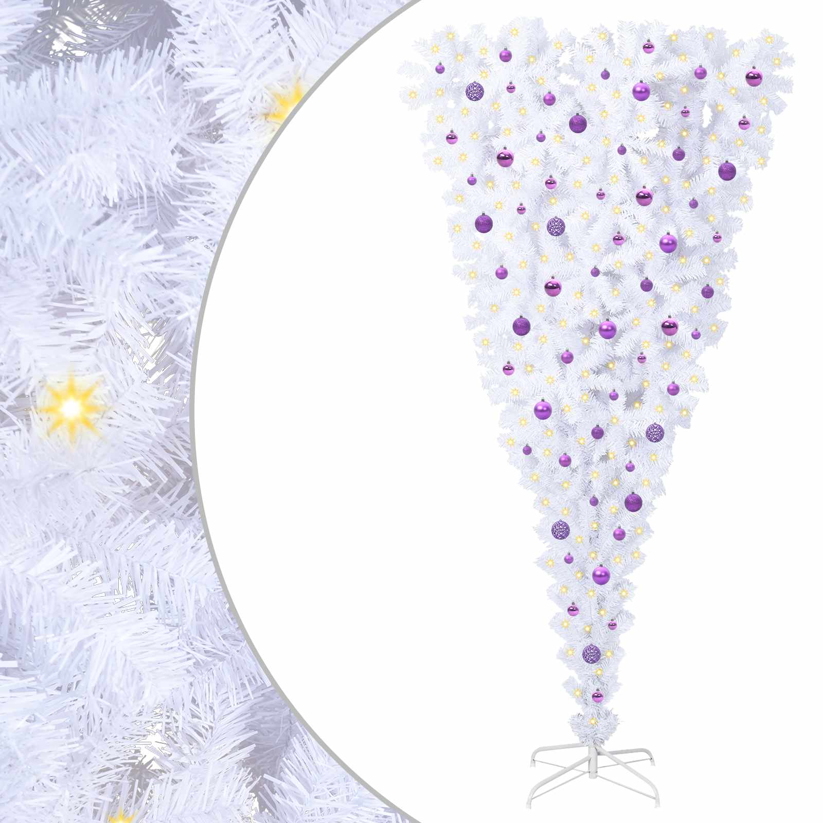Kunstkerstboom met 300 LED Wit 240 cm PVC en Staal